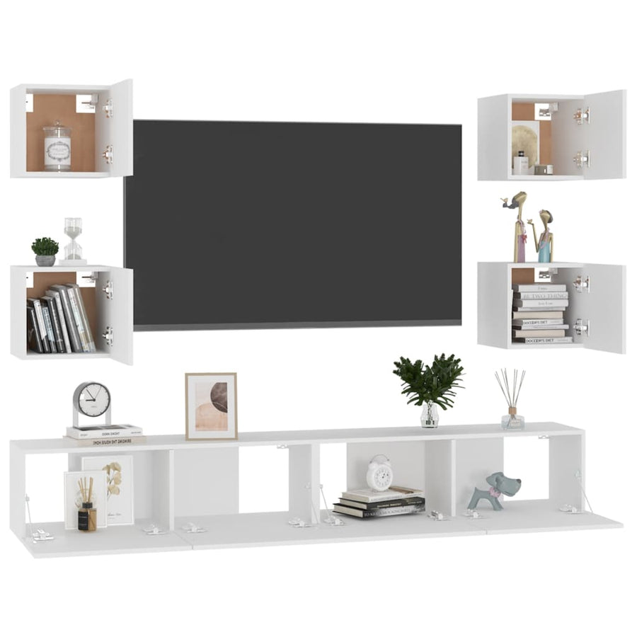 6-Delige Tv-Meubelset Spaanplaat 100 x 30 x 30 cm Wit