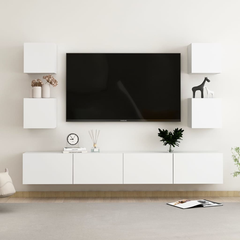 6-Delige Tv-Meubelset Spaanplaat 100 x 30 x 30 cm Wit