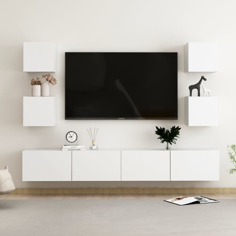 6-Delige Tv-Meubelset Spaanplaat 100 x 30 x 30 cm Wit