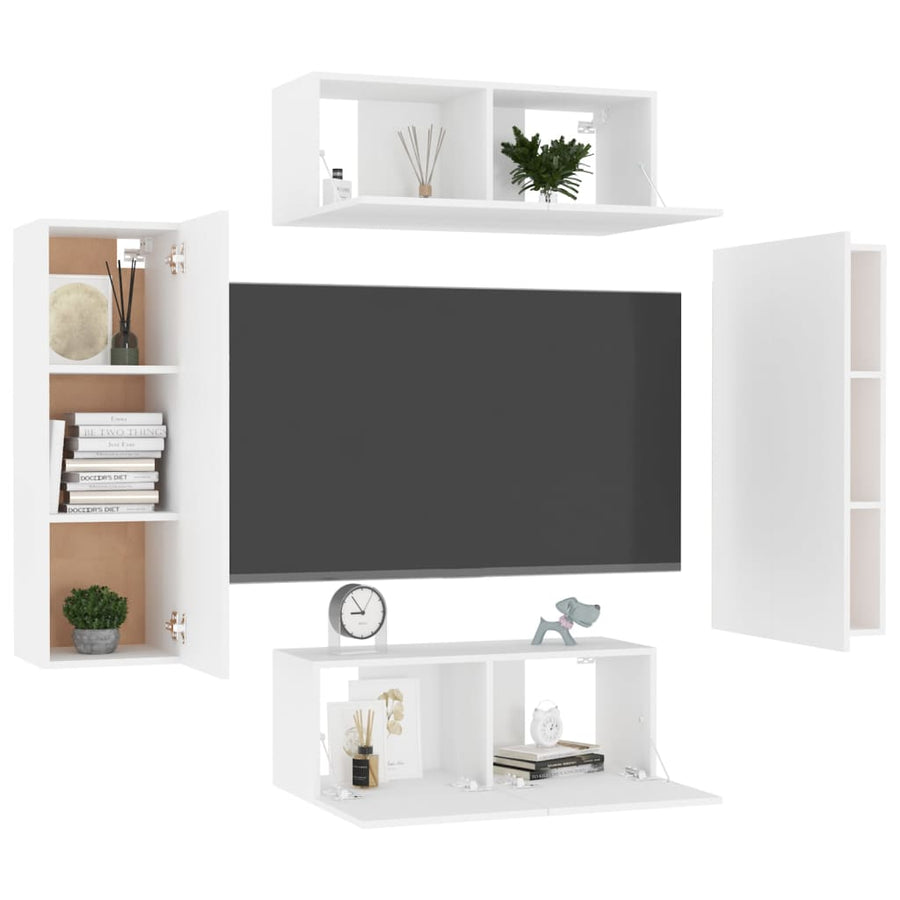 -Delige Tv-Meubelset Spaanplaat 4 80 x 30 x 30 cm Wit