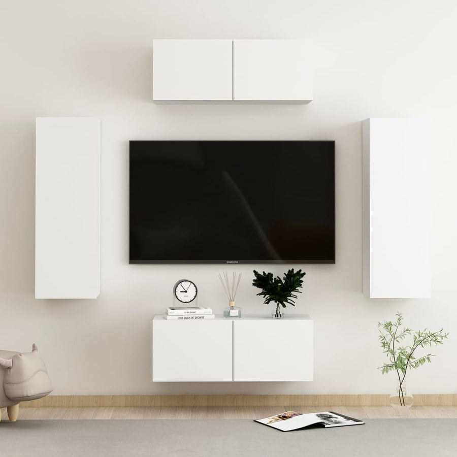 -Delige Tv-Meubelset Spaanplaat 4 80 x 30 x 30 cm Wit