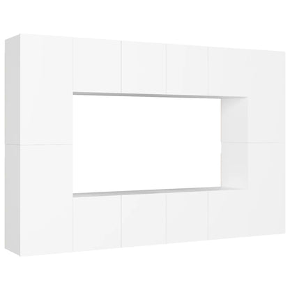 8-Delige Tv-Meubelset Bewerkt Hout 1 60 cm Wit