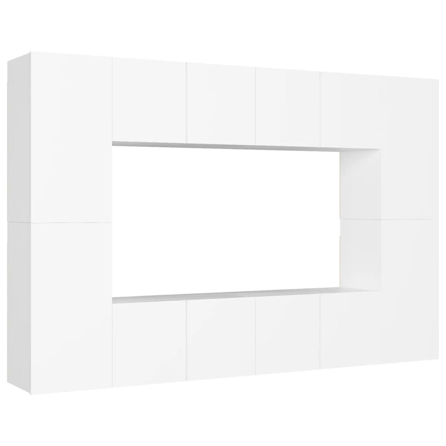 8-Delige Tv-Meubelset Bewerkt Hout 1 60 cm Wit