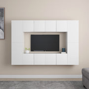 Tv-meubelset 8-delig bewerkt hout wit