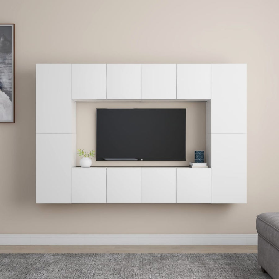 8-Delige Tv-Meubelset Bewerkt Hout 1 60 cm Wit