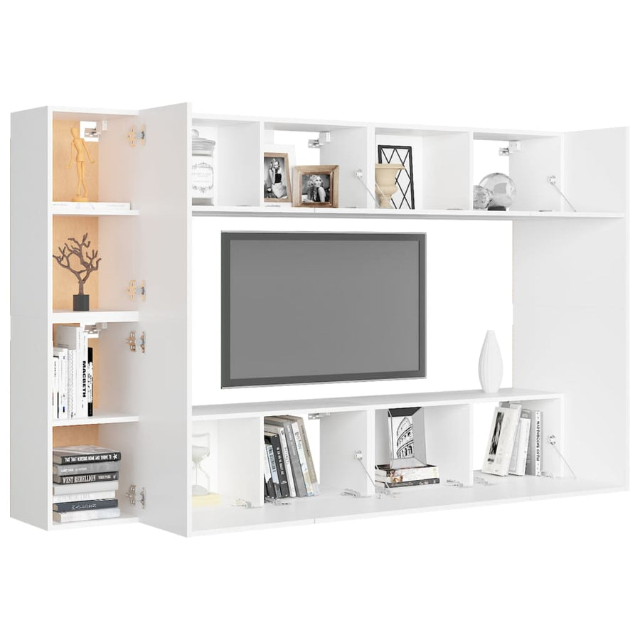 8-Delige Tv-Meubelset Spaanplaat 80 x 30 x 30 cm Wit