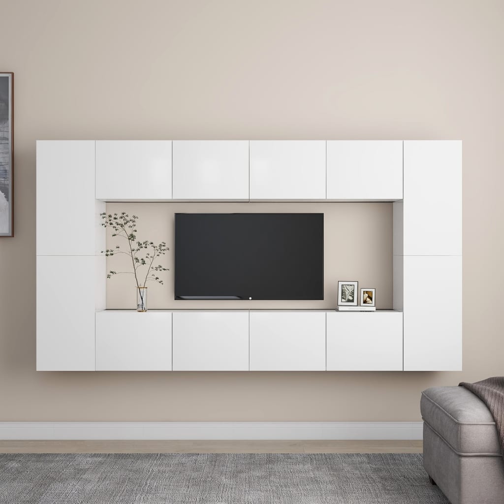 8-Delige Tv-Meubelset Spaanplaat 80 x 30 x 30 cm Wit