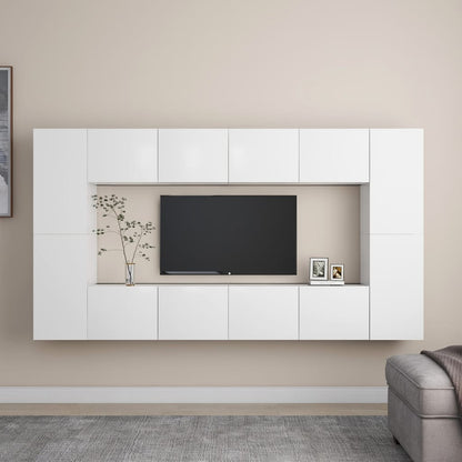 8-Delige Tv-Meubelset Spaanplaat 80 x 30 x 30 cm Wit