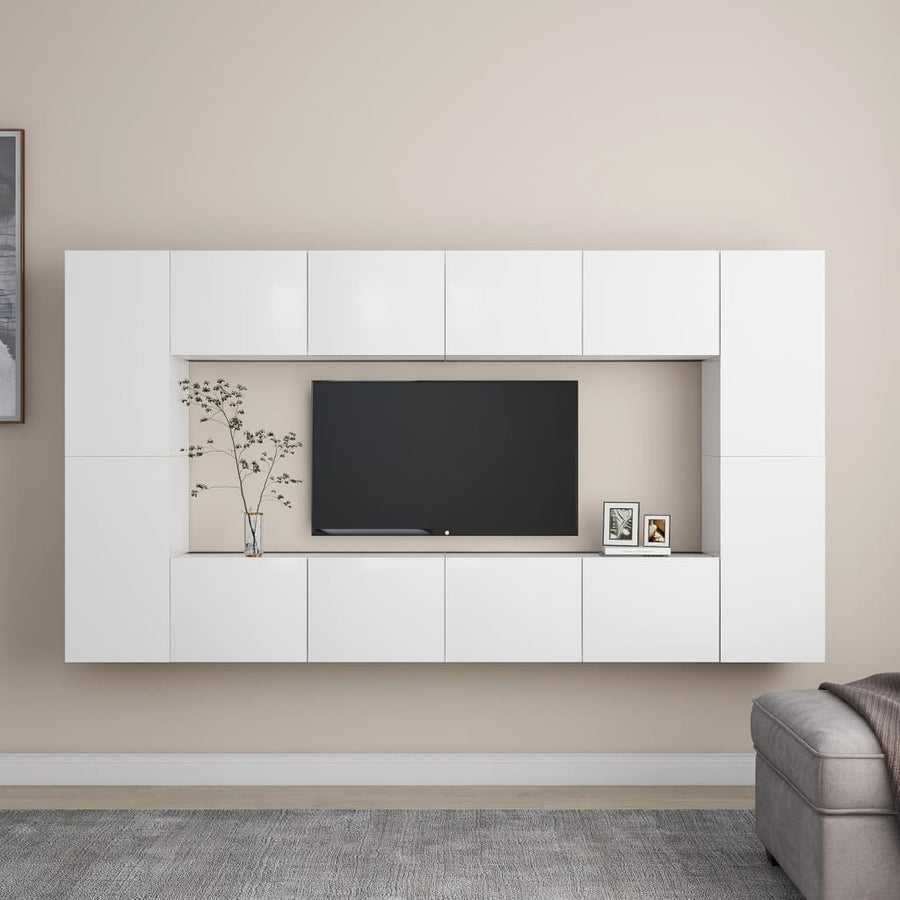 8-Delige Tv-Meubelset Spaanplaat 80 x 30 x 30 cm Wit