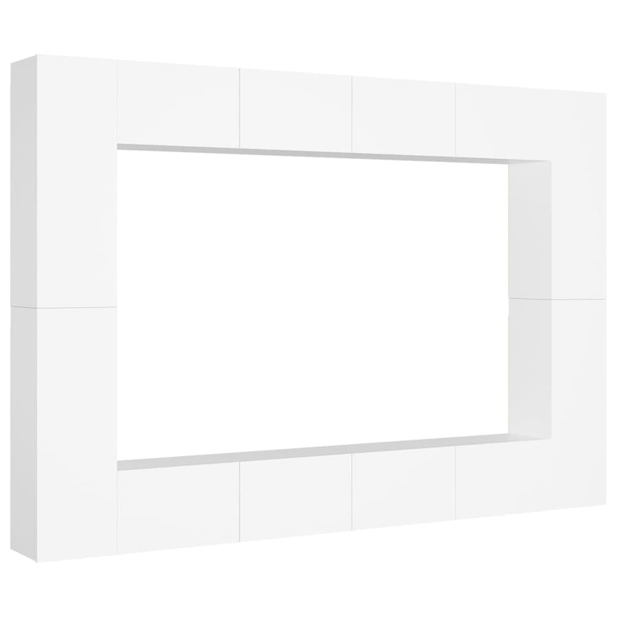8-Delige Tv-Meubelset Spaanplaat 100 x 30 x 30 cm Wit