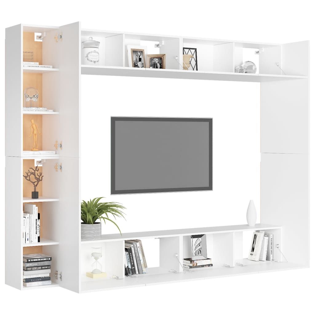 8-Delige Tv-Meubelset Spaanplaat 100 x 30 x 30 cm Wit