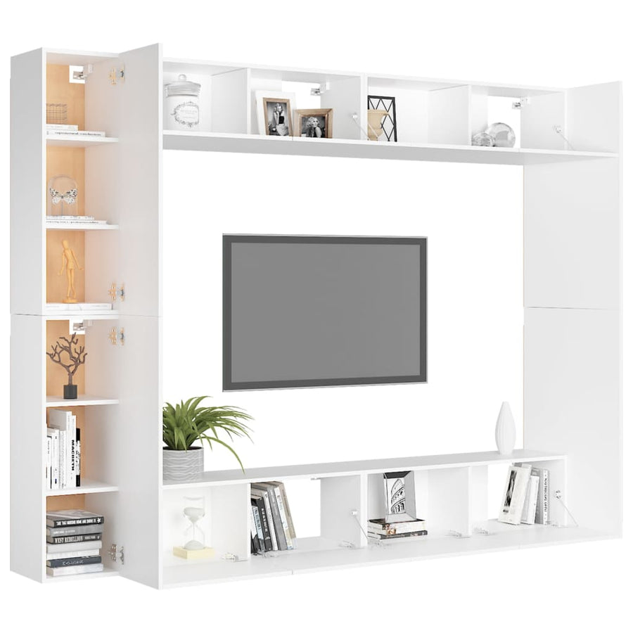 8-Delige Tv-Meubelset Spaanplaat 100 x 30 x 30 cm Wit