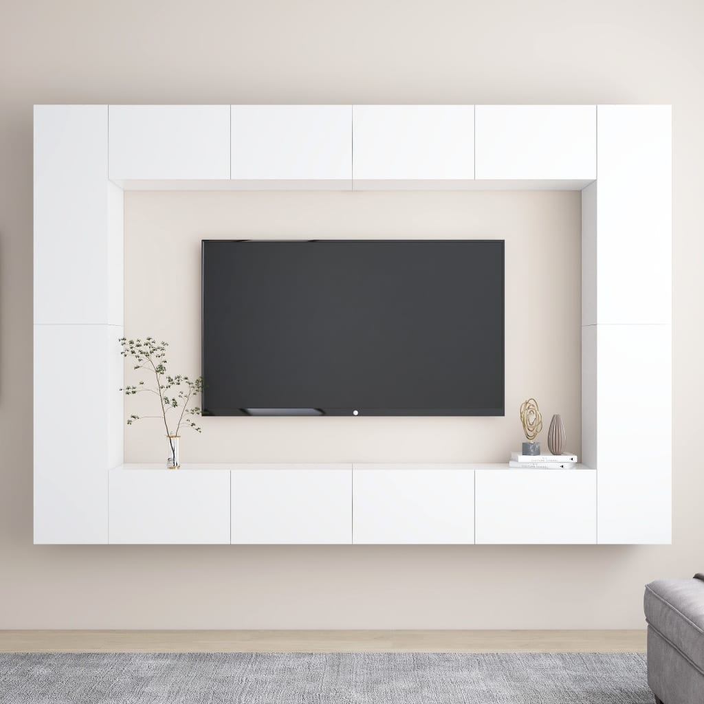 8-Delige Tv-Meubelset Spaanplaat 100 x 30 x 30 cm Wit