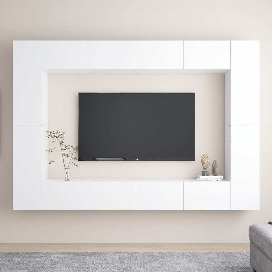 8-Delige Tv-Meubelset Spaanplaat 100 x 30 x 30 cm Wit