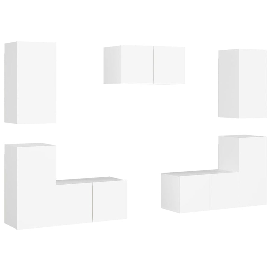 7-Delige Tv-Meubelset Spaanplaat 60 x 30 x 30 cm Wit