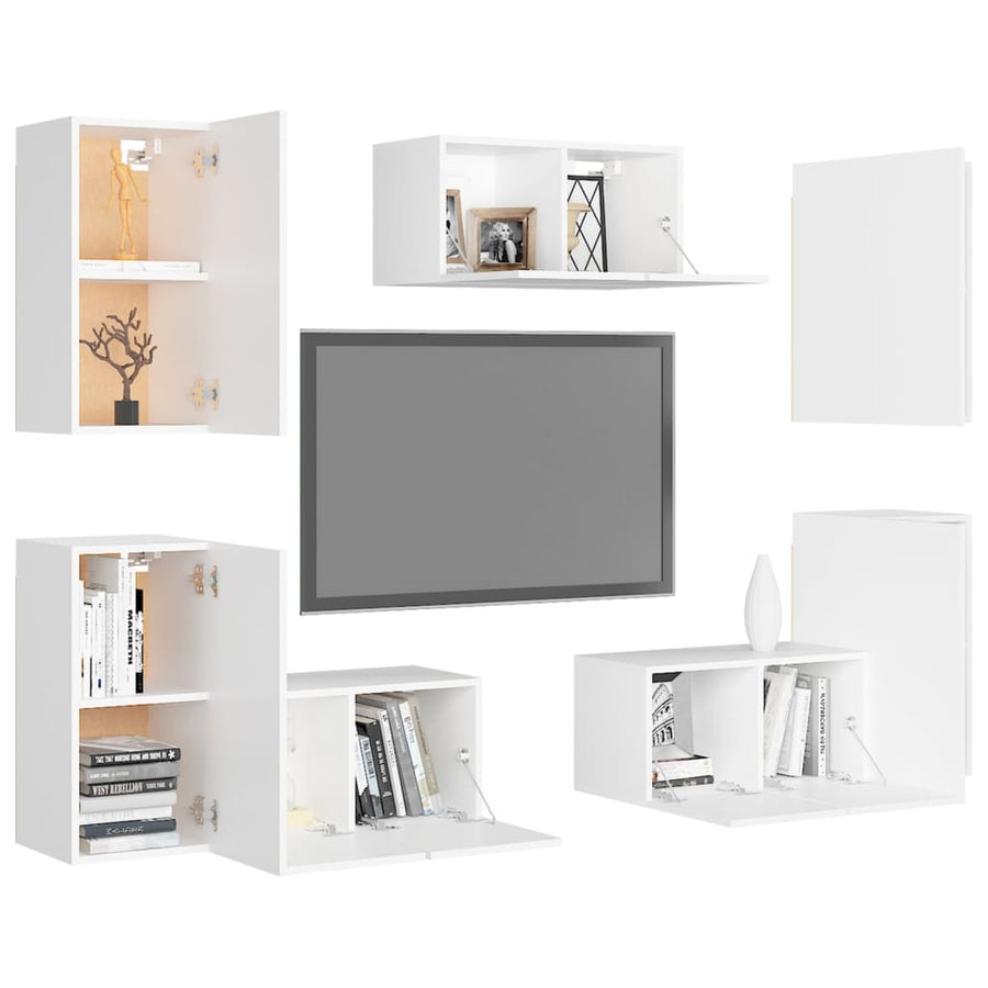7-Delige Tv-Meubelset Spaanplaat 60 x 30 x 30 cm Wit