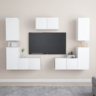 7-piece TV unit set engineered wood white