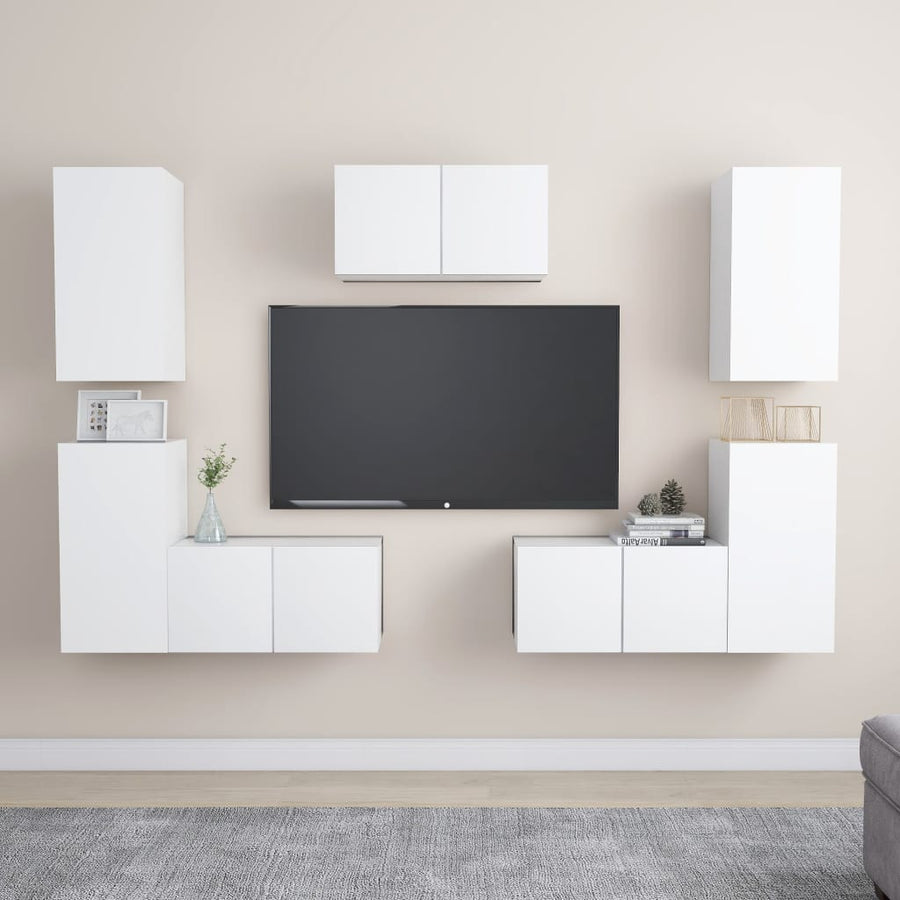7-Delige Tv-Meubelset Spaanplaat 60 x 30 x 30 cm Wit