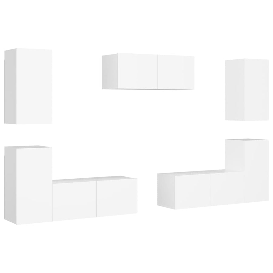 7-Delige Tv-Meubelset Spaanplaat 80 x 30 x 30 cm Wit