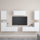 7-piece TV unit set engineered wood white