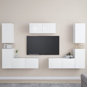 Tv-meubelset 7-delig bewerkt hout 80 cm wit