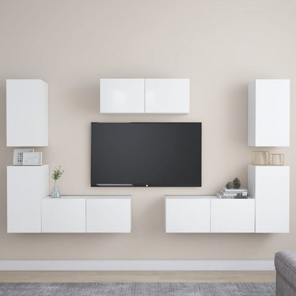 7-Delige Tv-Meubelset Spaanplaat 80 x 30 x 30 cm Wit