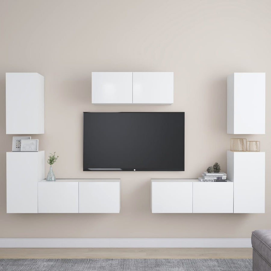 7-Delige Tv-Meubelset Spaanplaat 80 x 30 x 30 cm Wit