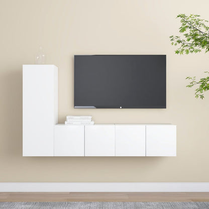 3-Delige Tv-Meubelset Bewerkt Hout 60 cm Wit