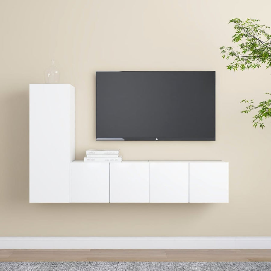 3-Delige Tv-Meubelset Bewerkt Hout 60 cm Wit