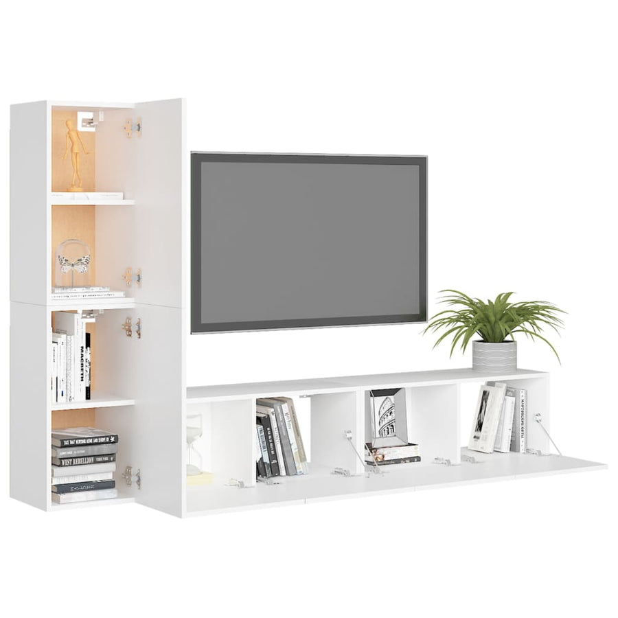 4-Delige Tv-Meubelset Spaanplaat 80 x 30 x 30 cm Wit
