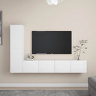 4-piece TV unit set distressed wood white