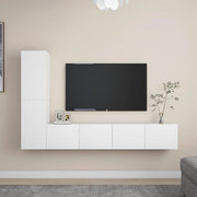 Tv-meubelset 4-delig bewerkt hout wit