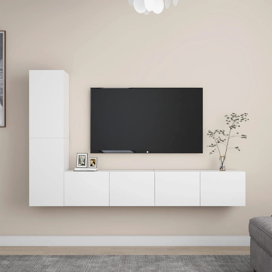 4-Delige Tv-Meubelset Spaanplaat 80 x 30 x 30 cm Wit