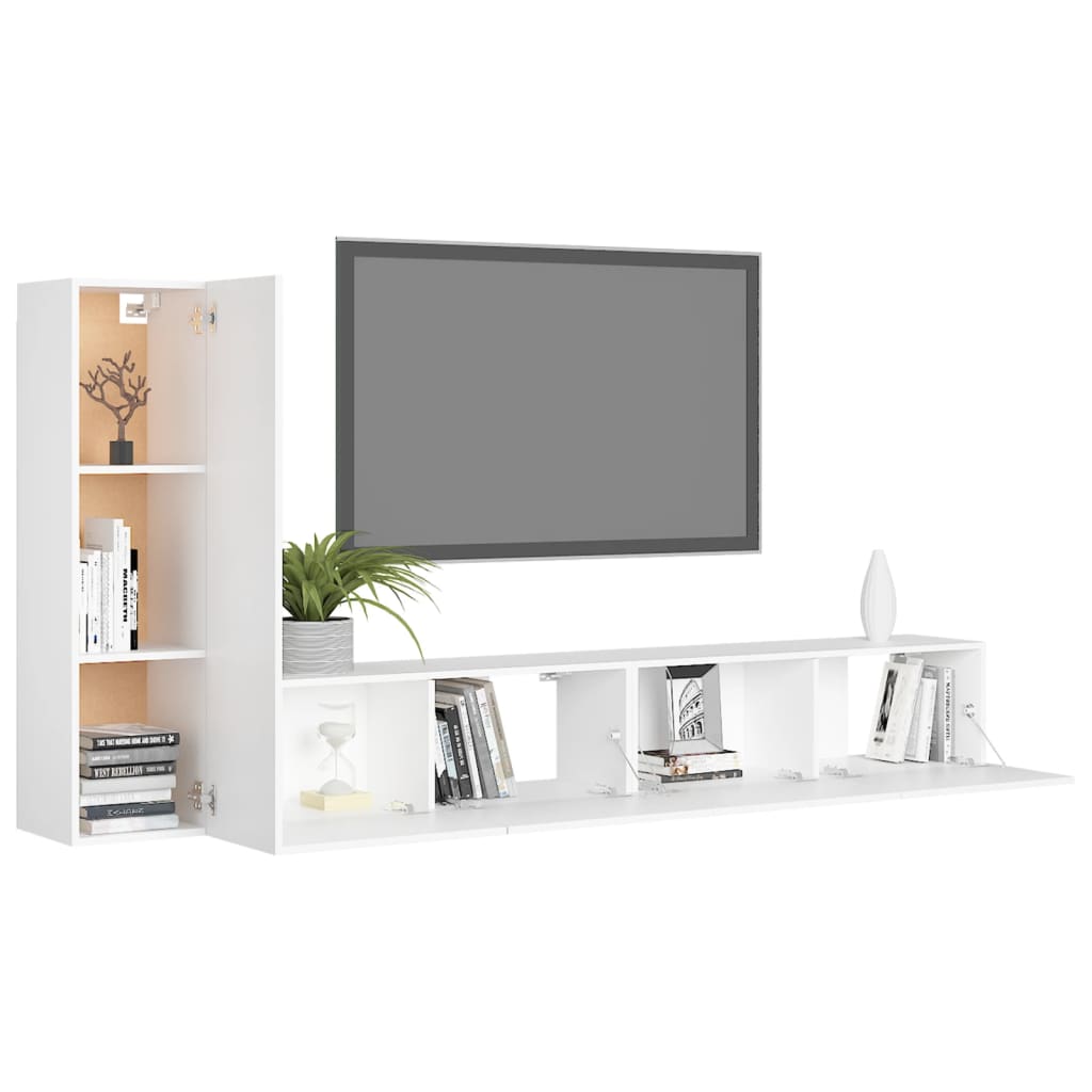 3-Delige Tv-Meubelset Spaanplaat 100 x 30 x 30 cm Wit