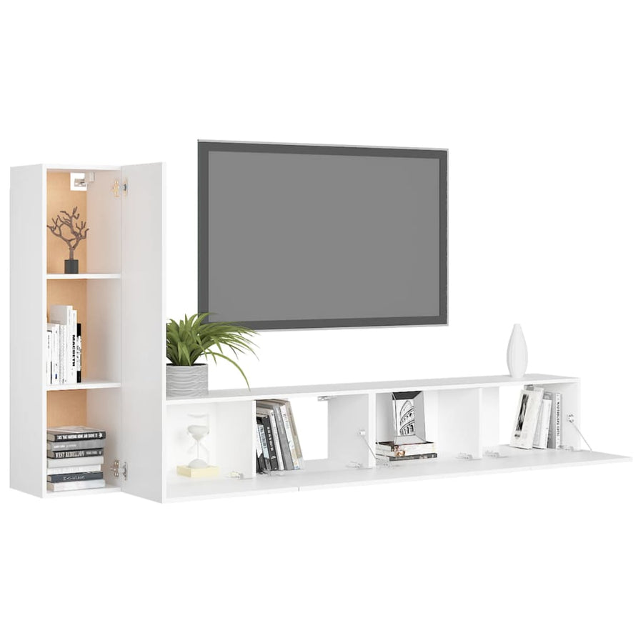 3-Delige Tv-Meubelset Spaanplaat 100 x 30 x 30 cm Wit