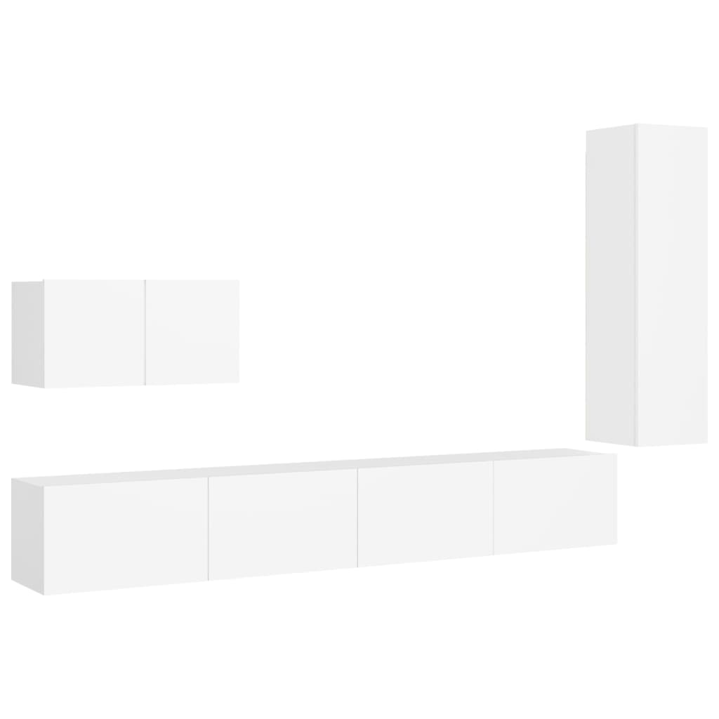 4-Delige Tv-Meubelset Bewerkt Hout 110 cm