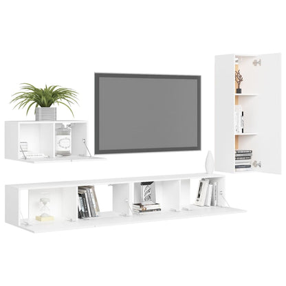 4-Delige Tv-Meubelset Bewerkt Hout 110 cm