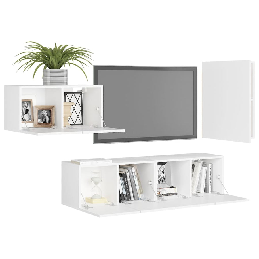 4-Delige Tv-Meubelset Spaanplaat 30.5 x 30 x 60 cm Wit