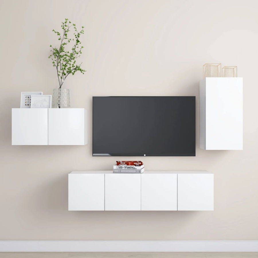 4-Delige Tv-Meubelset Spaanplaat 30.5 x 30 x 60 cm Wit