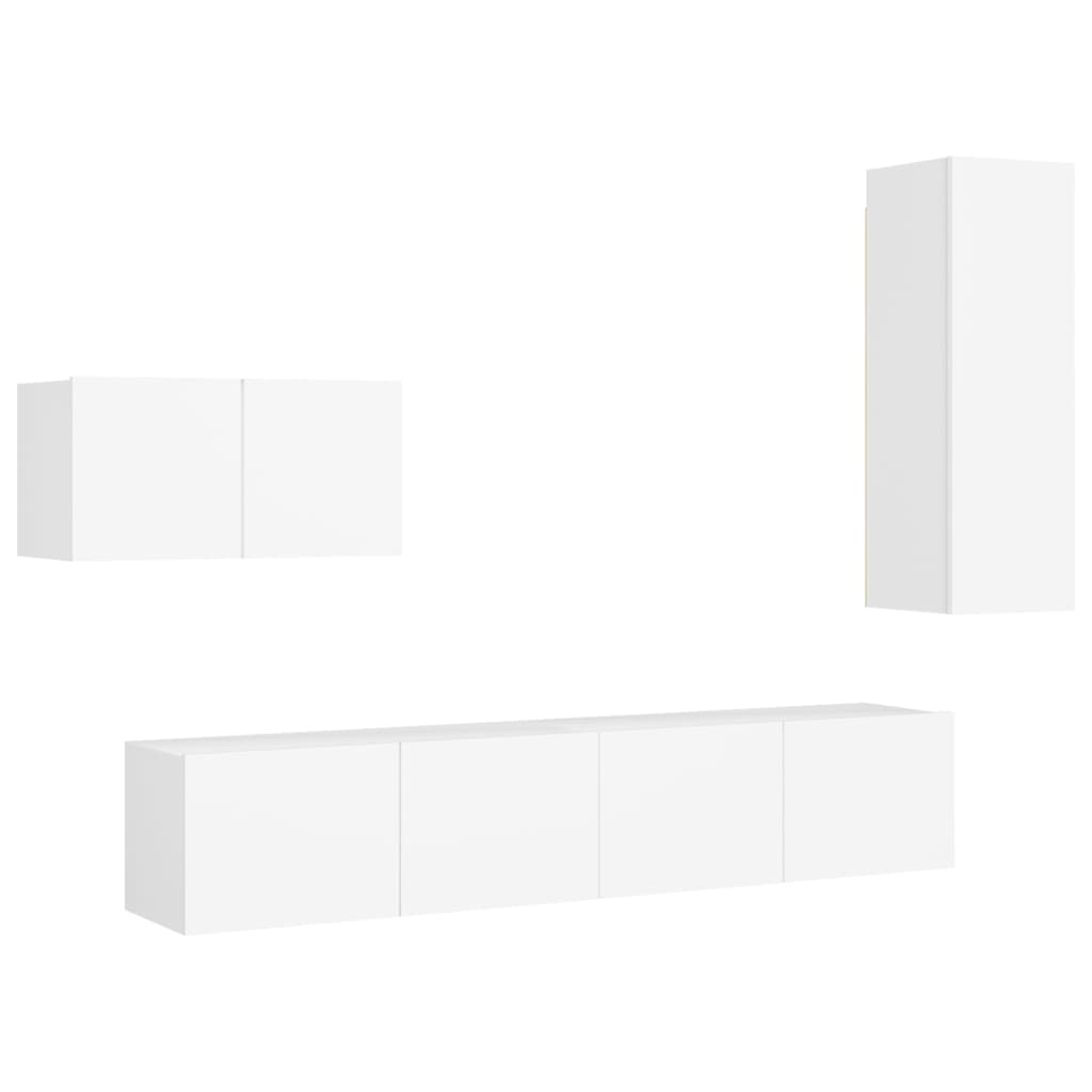4-Delige Tv-Meubelset Bewerkt Hout 90 cm