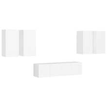 6-Delige Tv-Meubelset Bewerkt Hout 60 cm Wit