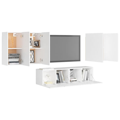 6-Delige Tv-Meubelset Bewerkt Hout 60 cm Wit