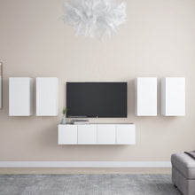 6-Delige Tv-Meubelset Bewerkt Hout 60 cm Wit