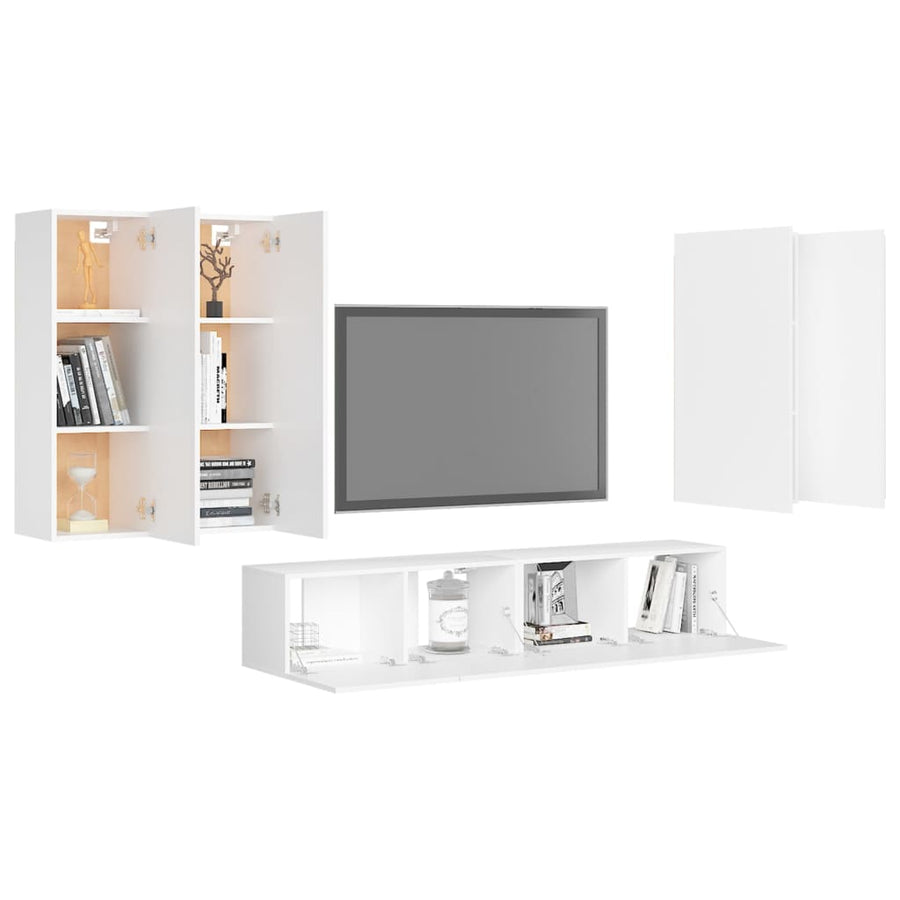 -Delige Tv-Meubelset Spaanplaat 30.5 x 30 x 90 cm Wit