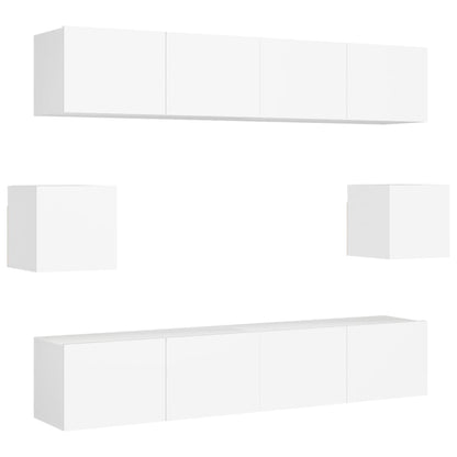 6-Delige Tv-Meubelset Spaanplaat 80 x 30 x 30 cm Wit