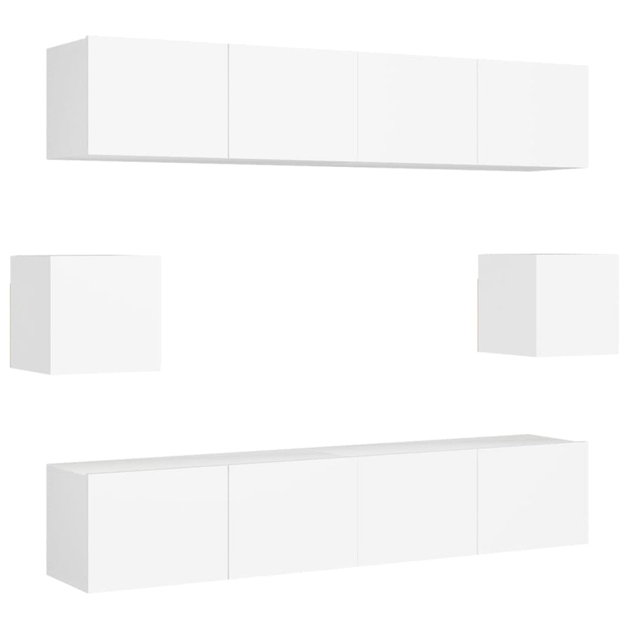 6-Delige Tv-Meubelset Spaanplaat 80 x 30 x 30 cm Wit