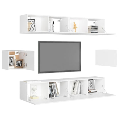 6-Delige Tv-Meubelset Spaanplaat 80 x 30 x 30 cm Wit