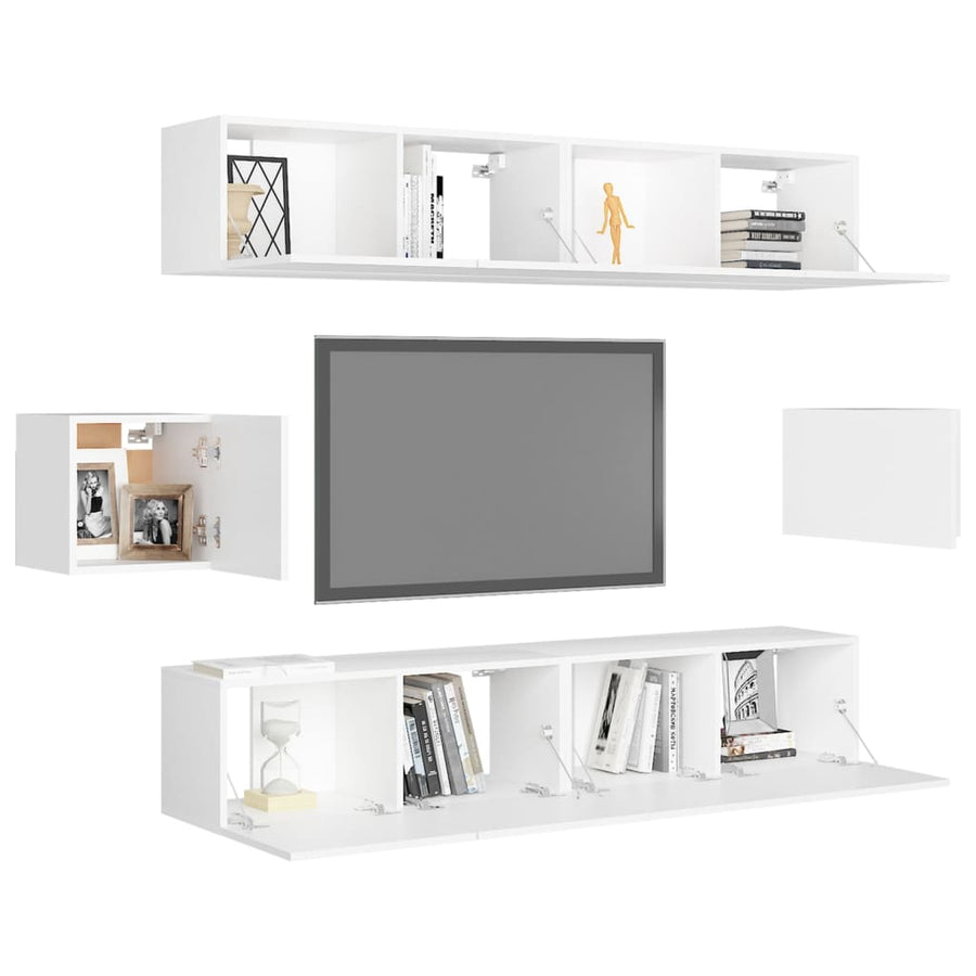 6-Delige Tv-Meubelset Spaanplaat 80 x 30 x 30 cm Wit