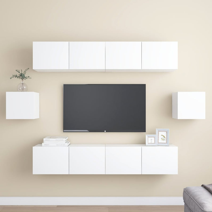 6-Delige Tv-Meubelset Spaanplaat 80 x 30 x 30 cm Wit