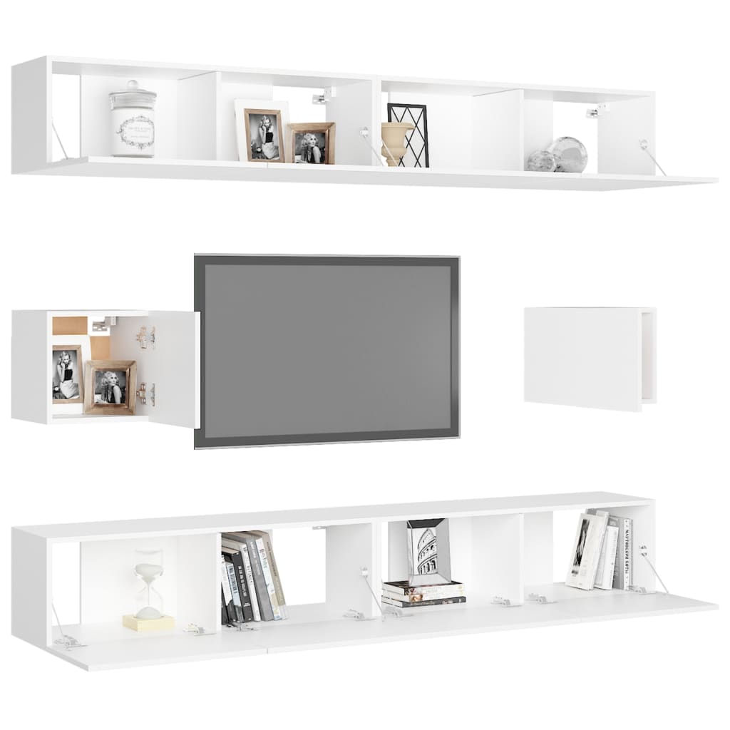 6-Delige Tv-Meubelset Spaanplaat 100 x 30 x 30 cm Wit